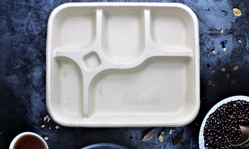 Eco-Friendly 5 Compartment Dinner Plates (100% Bio-degradable)