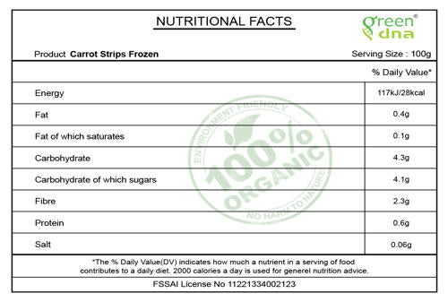 Organic Carrot Strips Frozen