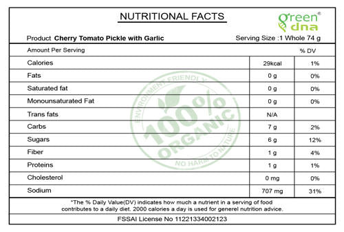 Organic Cherry Tomato Pickle with Garlic