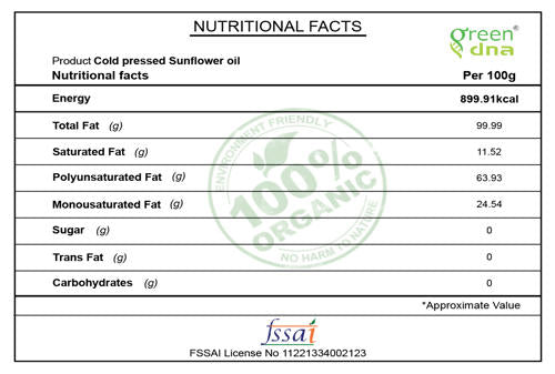 Organic Cold pressed Sunflower oil*