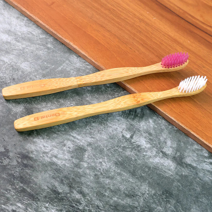 Eco-Friendly Natural Bamboo Toothbrush with Medium Bristles (2 Pc ...