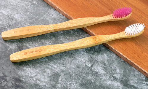 Eco-Friendly Natural Bamboo Toothbrush with Medium Bristles (2 Pc)