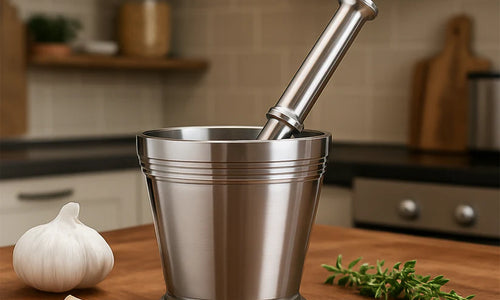 Heavy Duty Stainless Steel Mortar and Pestle Set for Kitchen, Khalbatta Set (2 Pc Set)