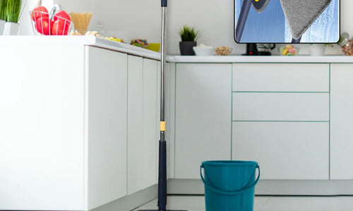 Rotatable Adjustable Triangle Cleaning Mop Triangle Mop with Stainless Steel Long Handle Push-Pull Squeezing Cleaning Mop Dry & Wet Mop for Floor Windows (1 Pc)