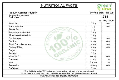 Organic Sambar Powder*