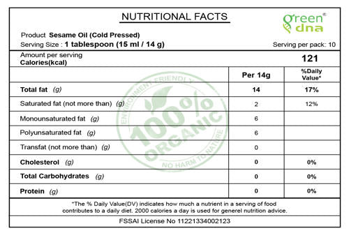 Organic Sesame Oil (Cold Pressed)*