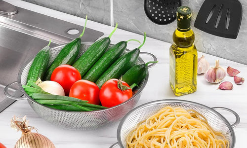 Stainless Steel Rice Vegetables Washing Bowl Strainer Collapsible Strainer.