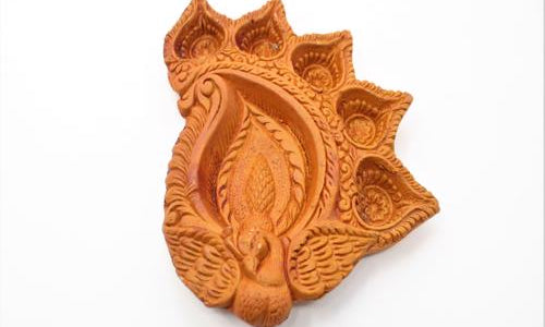 Terracota Peacock Diya Small