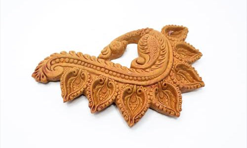 Terracota Peacock Diya Big