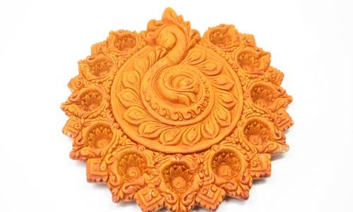 Terracota Diya Peacock Big
