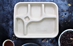 Eco-Friendly 5 Compartment Dinner Plates (100% Bio-degradable)