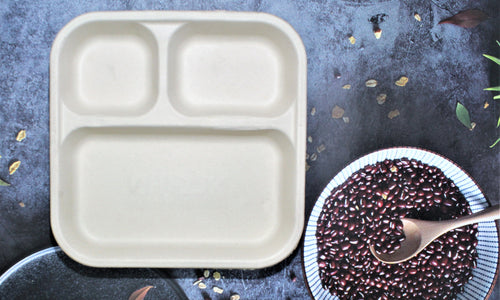 Eco-Friendly 3 Compartment Dinner Plates (100% Bio-degradable)