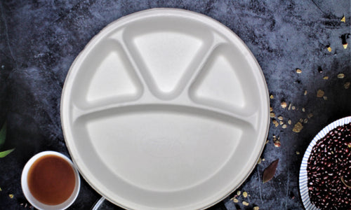 Eco-Friendly 4 Compartment Dinner Plates (100% Bio-degradable)