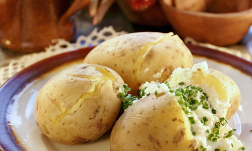 Organic Boiled Stuffed Potato With Cottage Cheese