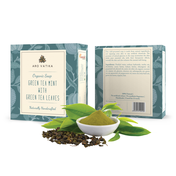 Organic Green Tea Mint Soap With Green Tea Leaves (Herbal)